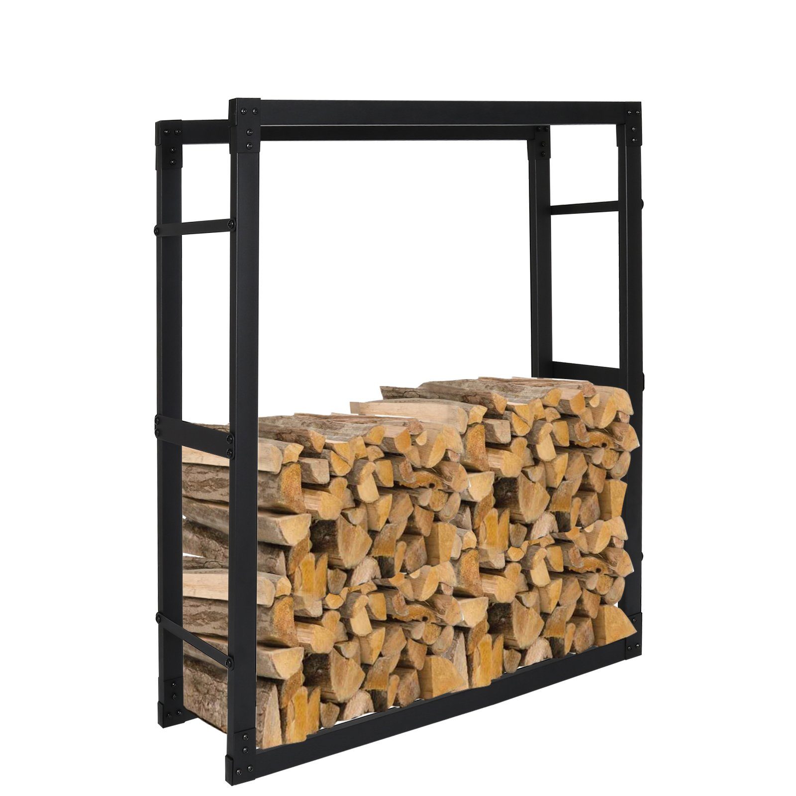 Gimisgu Kaminholzregal Kaminholzregal Kaminholzständer Metall Holzhalter 100x80x25cm Schwarz, BxTxH:80x25x100 cm