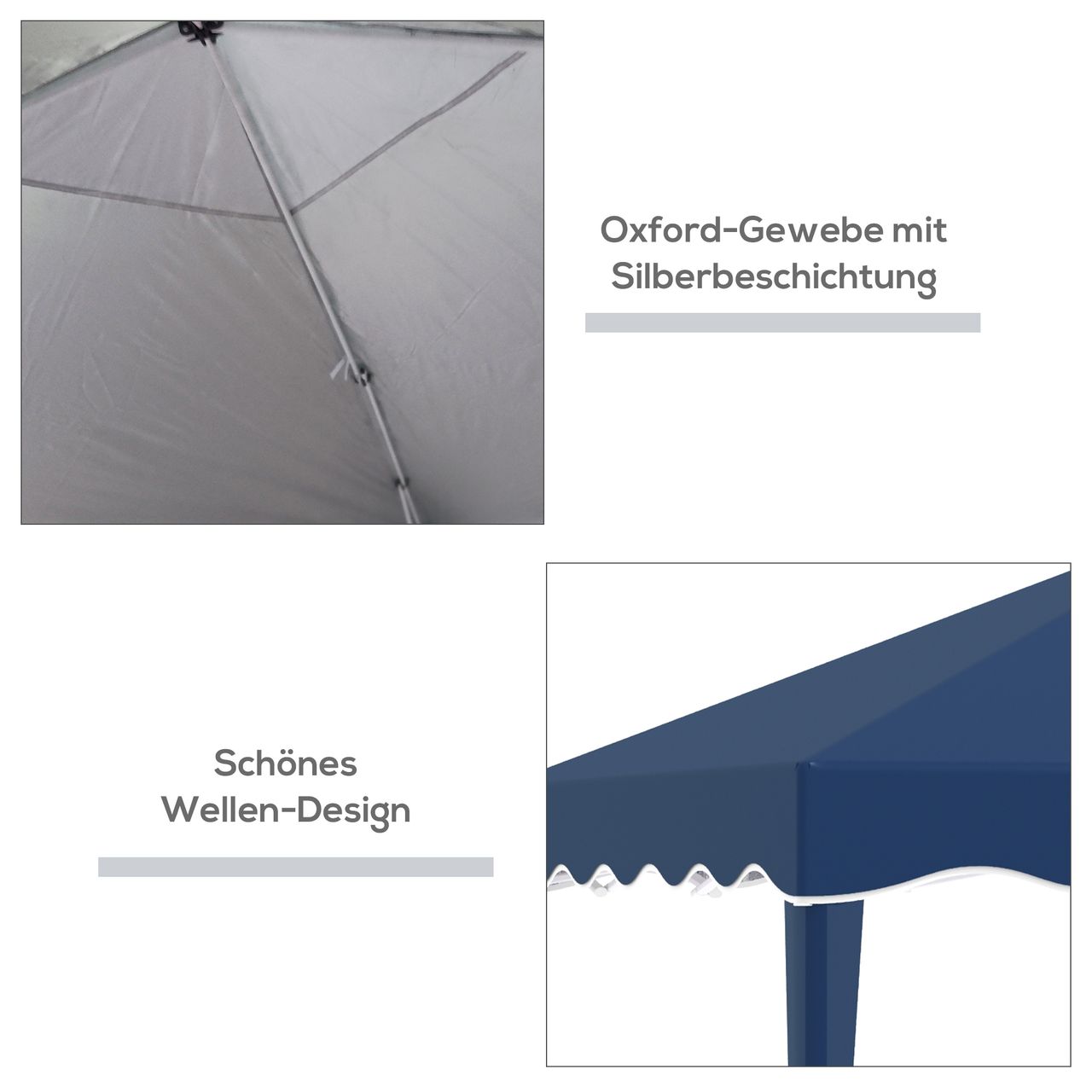 Outsunny Faltpavillon Pavillon 3 x 3 m Gartenpavillon faltbar Partyzelt höhenverstellbar Gartenzelt mit Transporttasche UV-Schutz Stahl Oxford Blau
