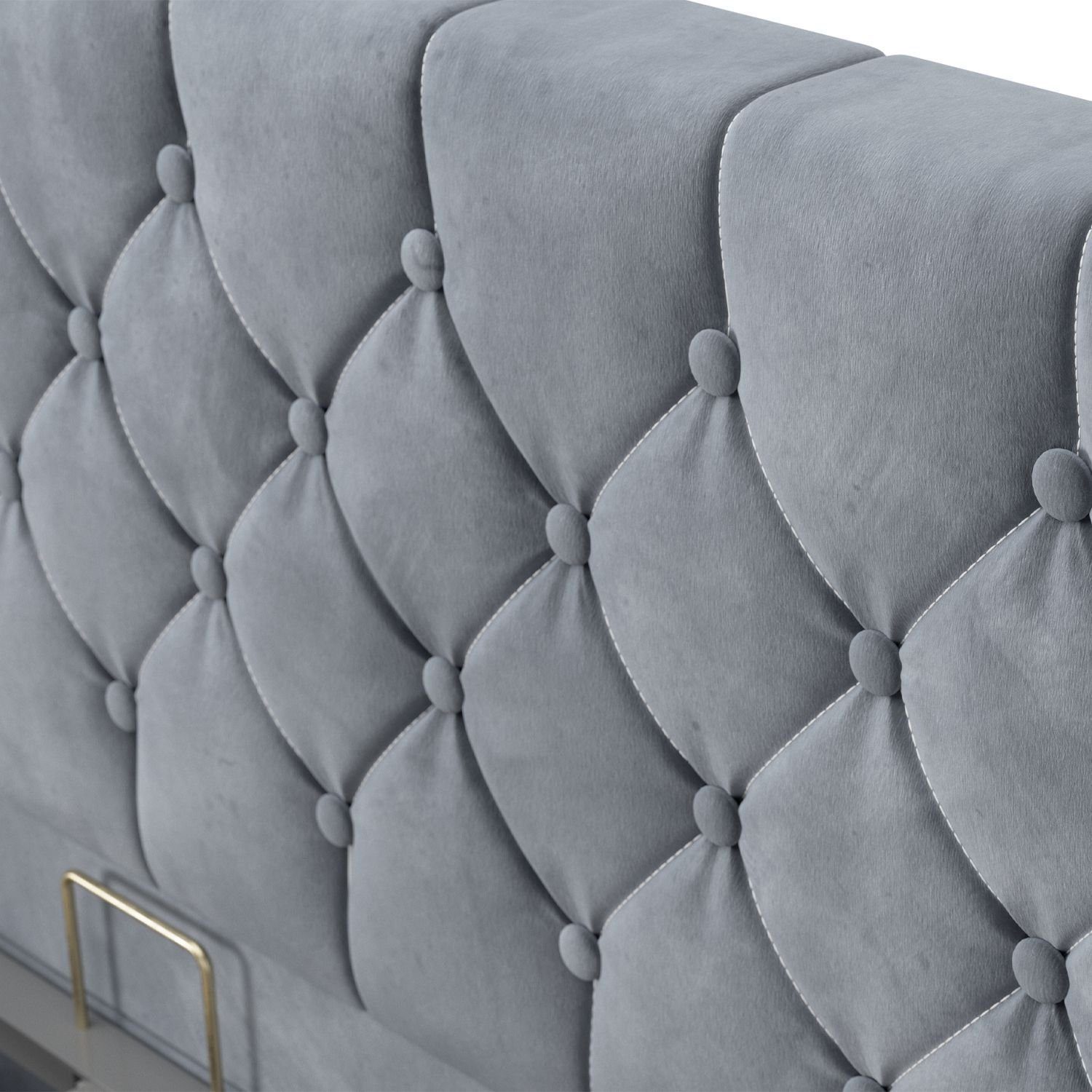 Juskys Polsterbett Nizza, Bettkasten, LED Licht, Chesterfield Steppung, Samtbezug