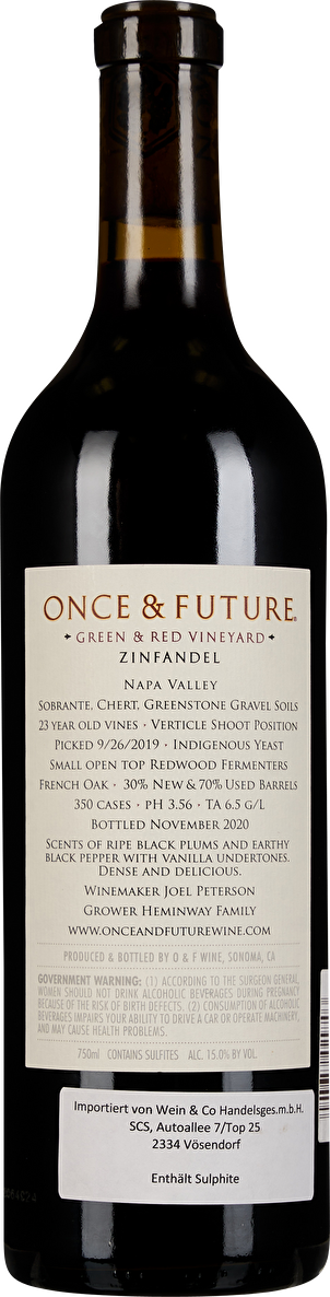 Once & Future Zinfandel Green & Red Vineyard Napa Valley 2019