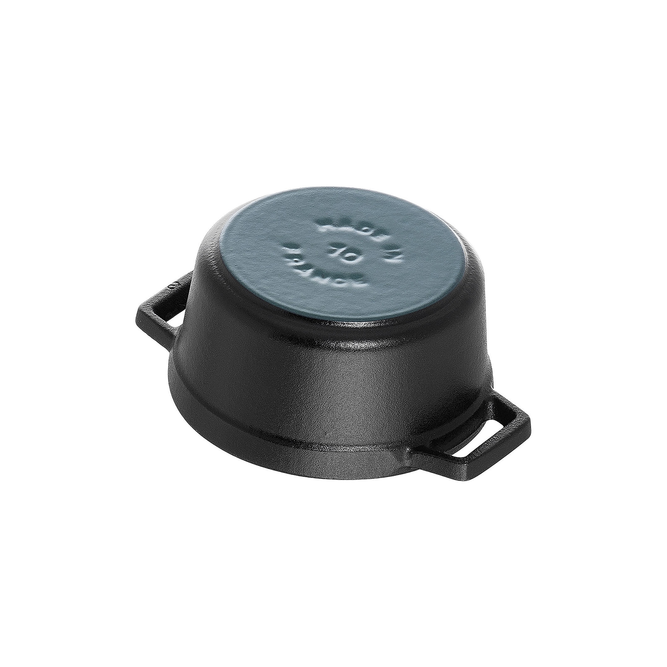 Mini Cocotte 10 cm, rund, Schwarz, Gusseisen