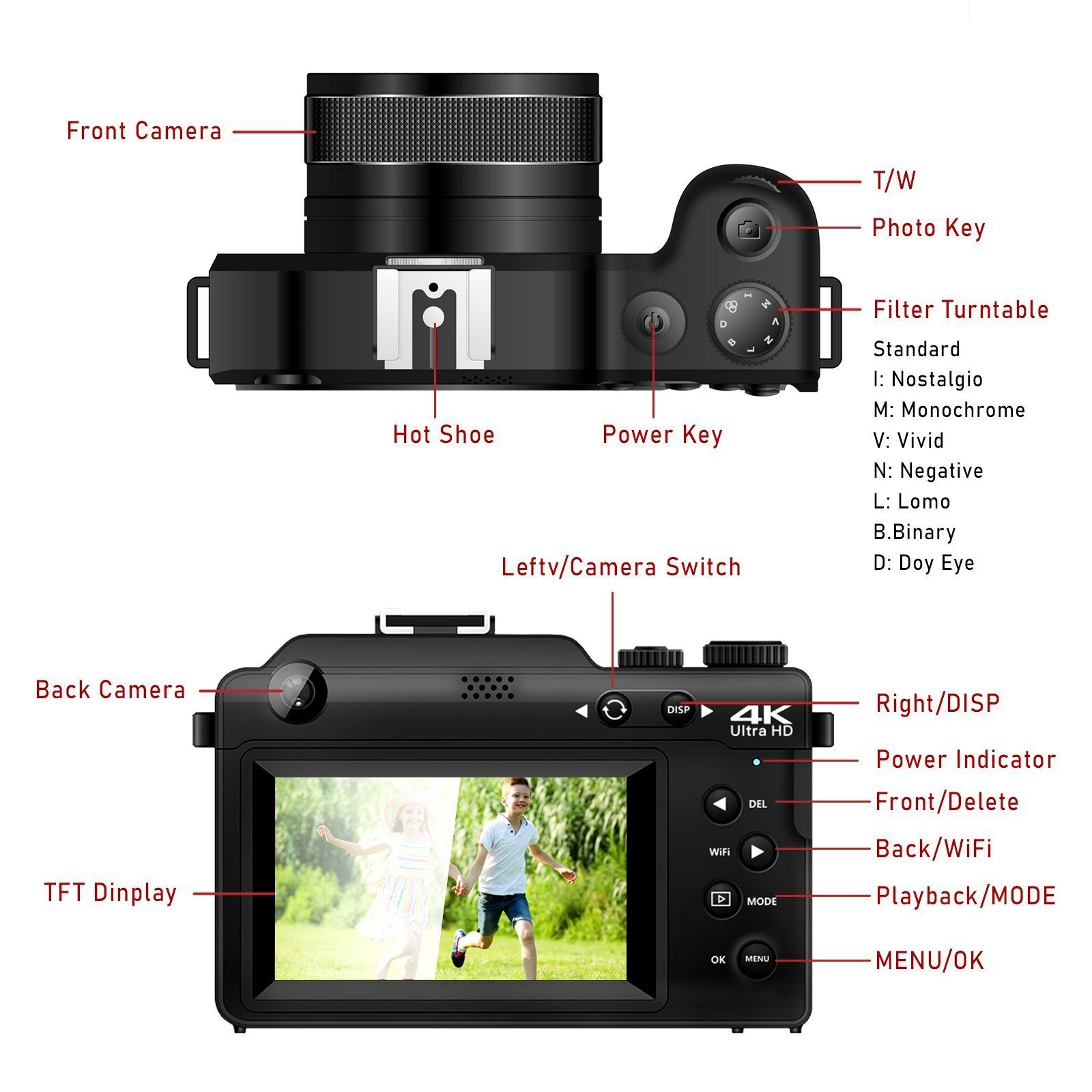 Fine Life Pro X9 Digitalkamera 48MP Superzoom-Kamera (48 MP, 16x opt. Zoom, WLAN (Wi-Fi), inkl. 48MP Digitalkamera)
