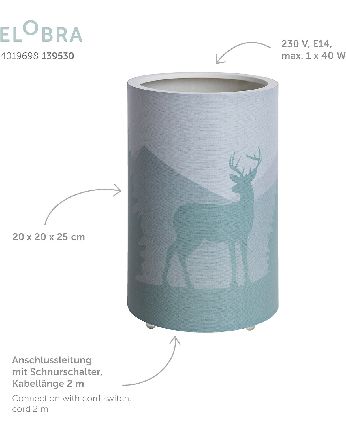 Tischleuchte Scandi LED, Wald