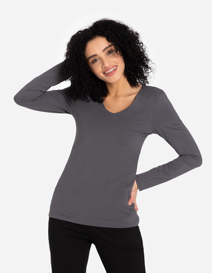 Langarmshirt - V-Ausschnitt