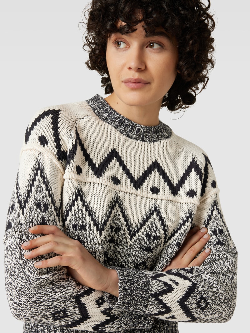 Strickpullover mit gerippten Abschlüssen Modell 'FROSTY' in offwhite