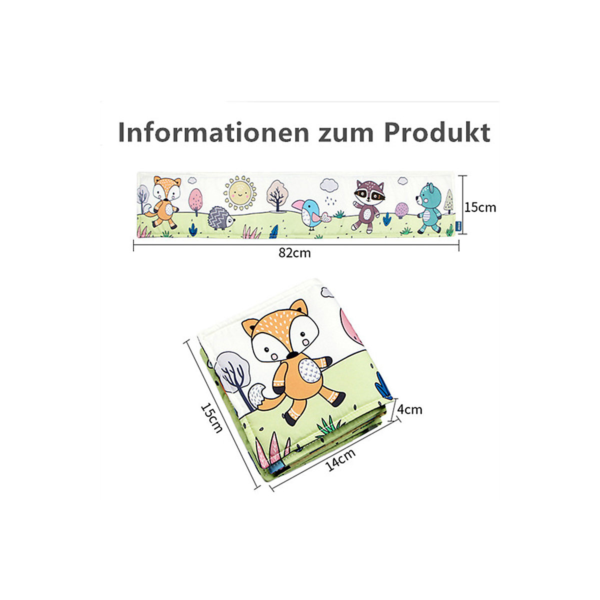Baby Black & White Bettdecke Buch Baby's Early Learning Cartoon Animated Bed Surround Cloth Book