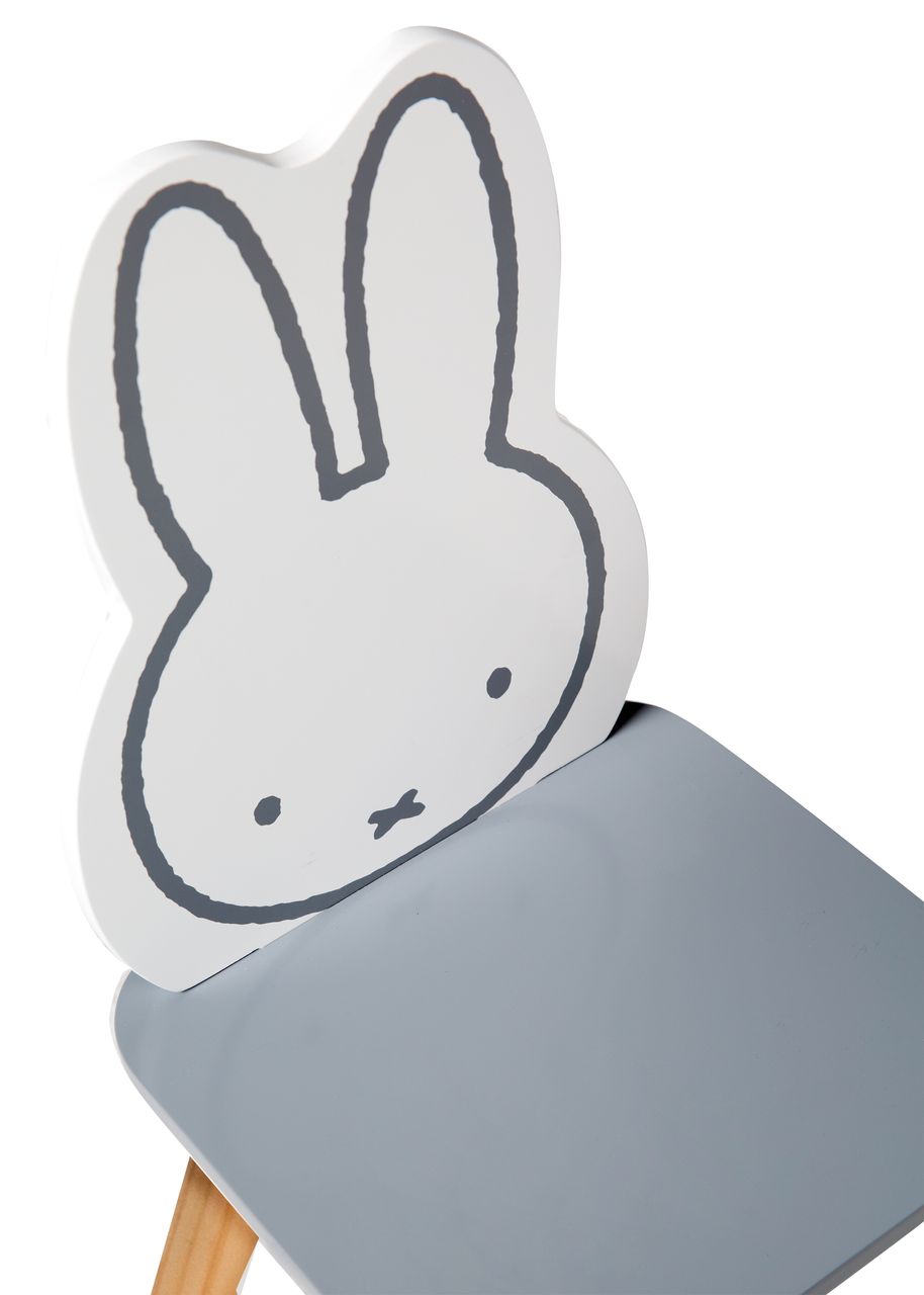 Roba Kinder Sitzgruppe miffy®, 2 Kinderstühlen & 1 Tisch, Holz, dunkelgrau, weiß, lackiert