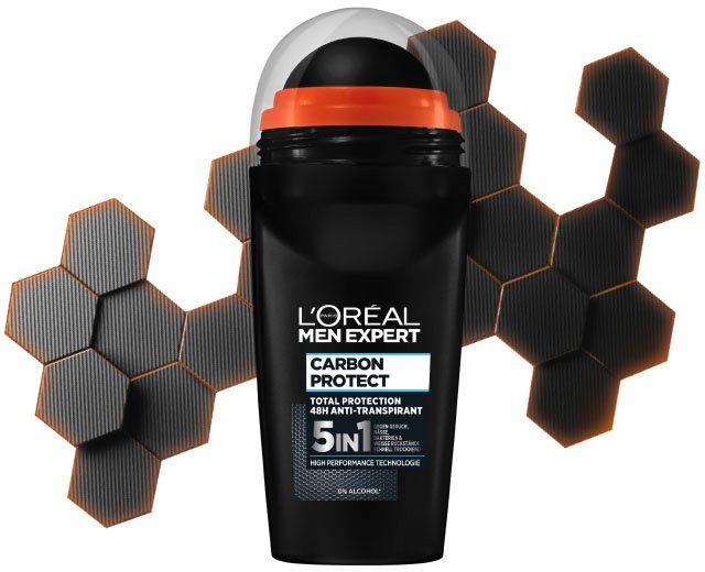L'ORÉAL PARIS MEN EXPERT Deo-Roller Deo Roll-on Carbon Protect, Packung, 6-tlg.