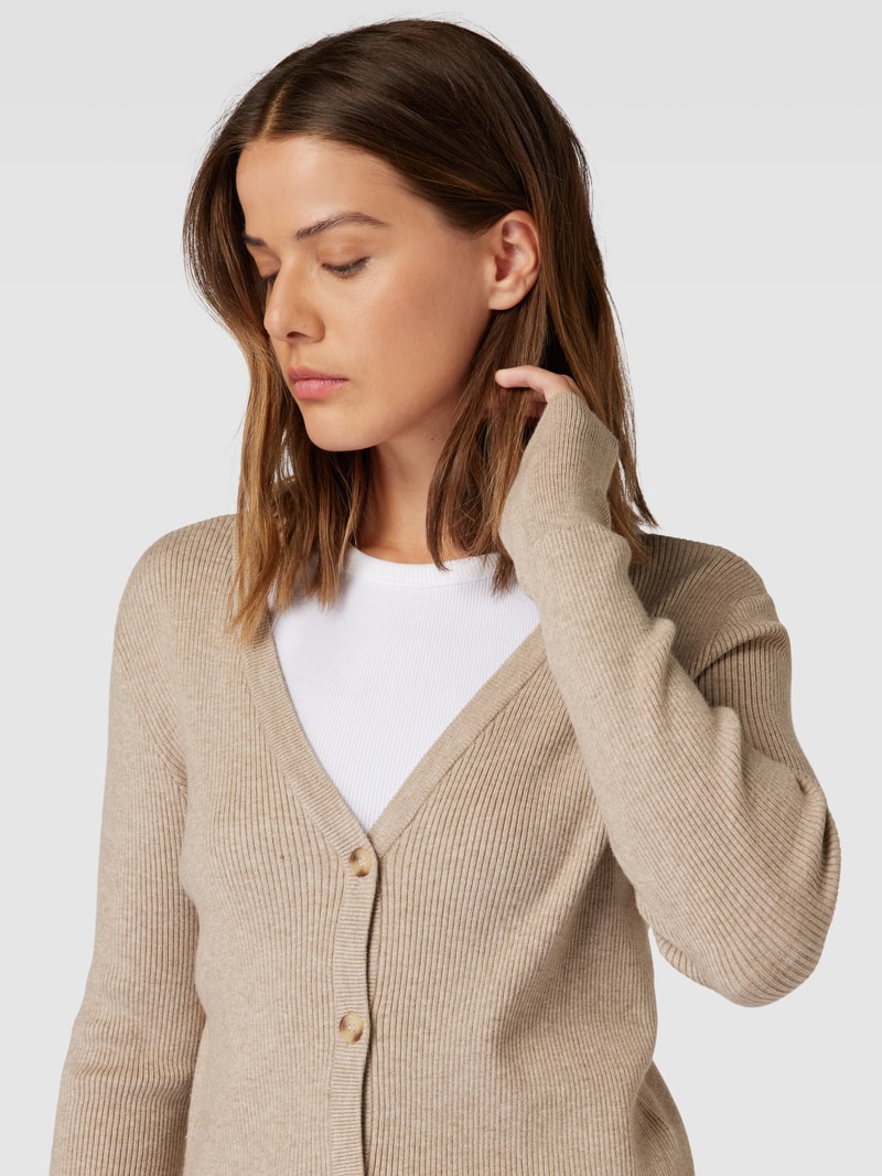 Cardigan mit V-Ausschnitt Modell 'COMFY' in mittelbraun
