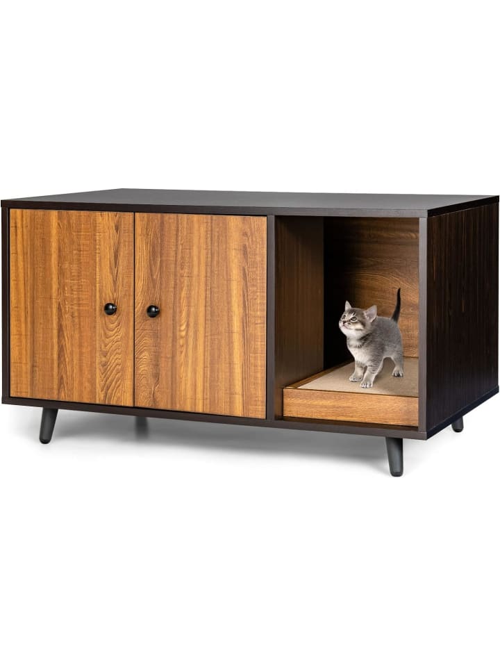 COSTWAY Katzenschrank mit Kratzbrett in Braun günstig kaufen 50 cm