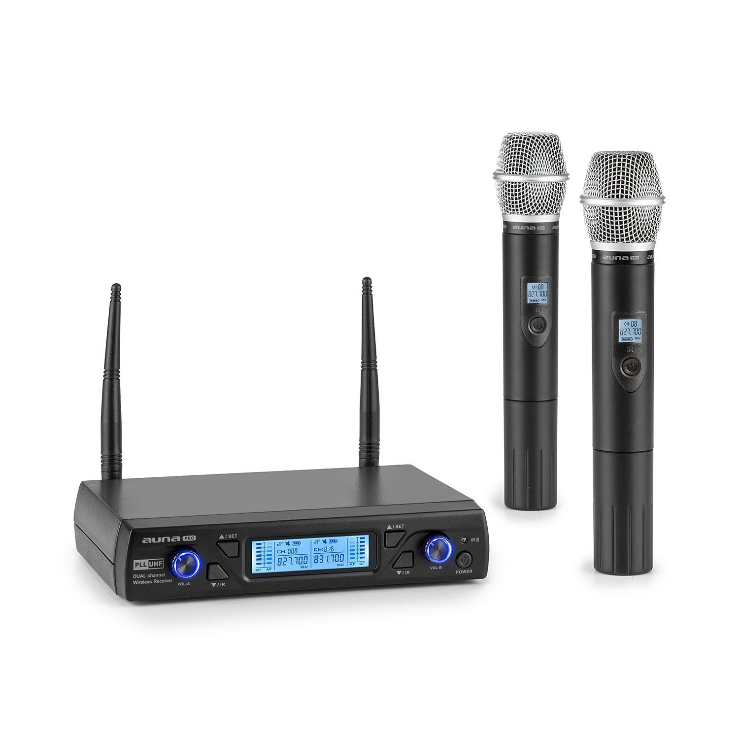 Auna Mikrofon UHF200C-2H 2-Kanal UHF-Funkmikrofon-Set (Set)
