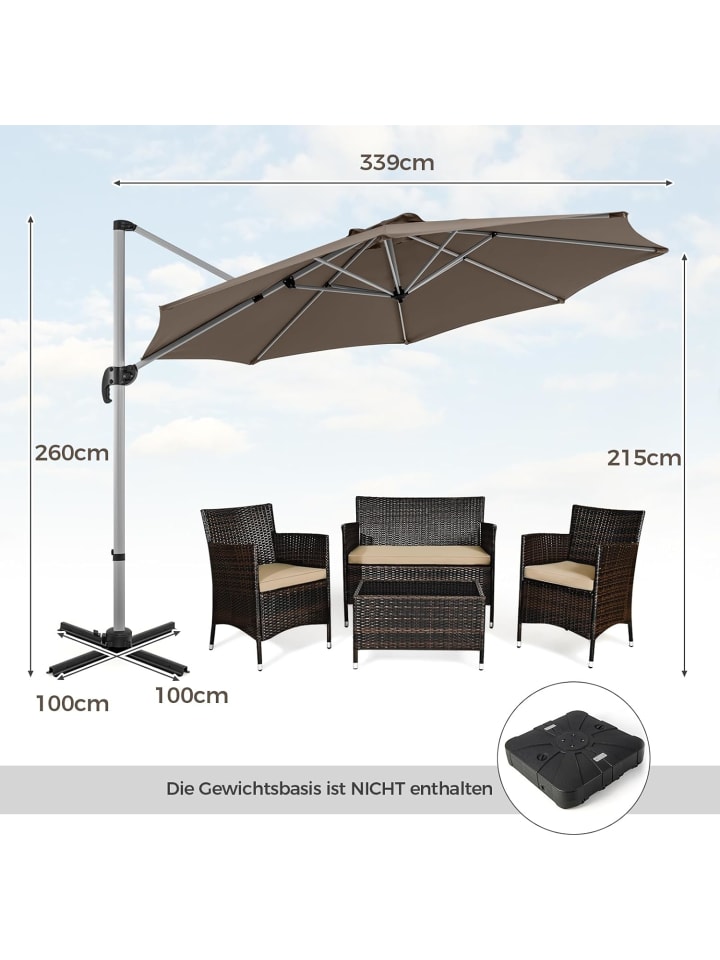 COSTWAY Sonnenschirm Ø330cm in Braun günstig kaufen onesize