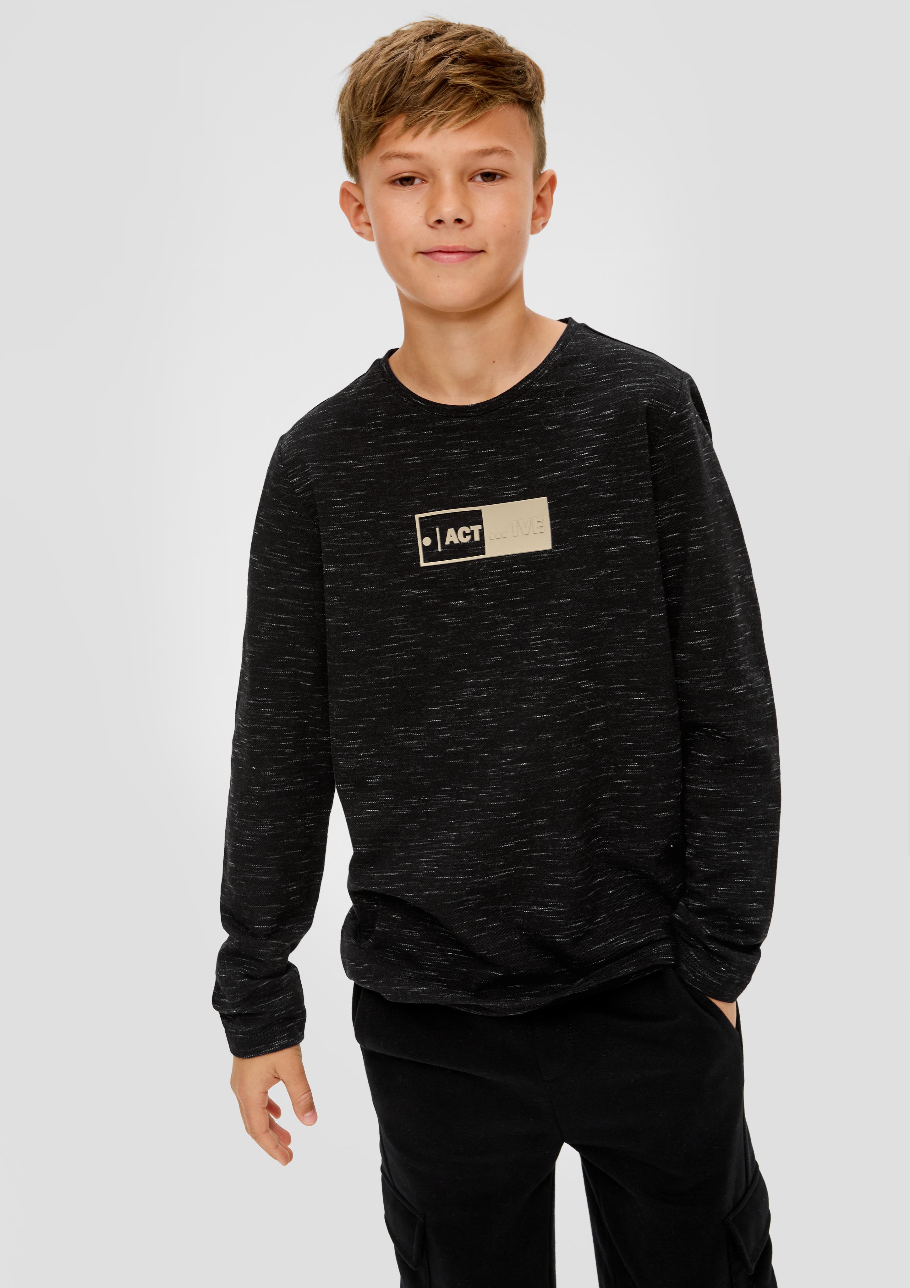 Meliertes Longsleeve mit Piqué-Struktur  2137548-99W2