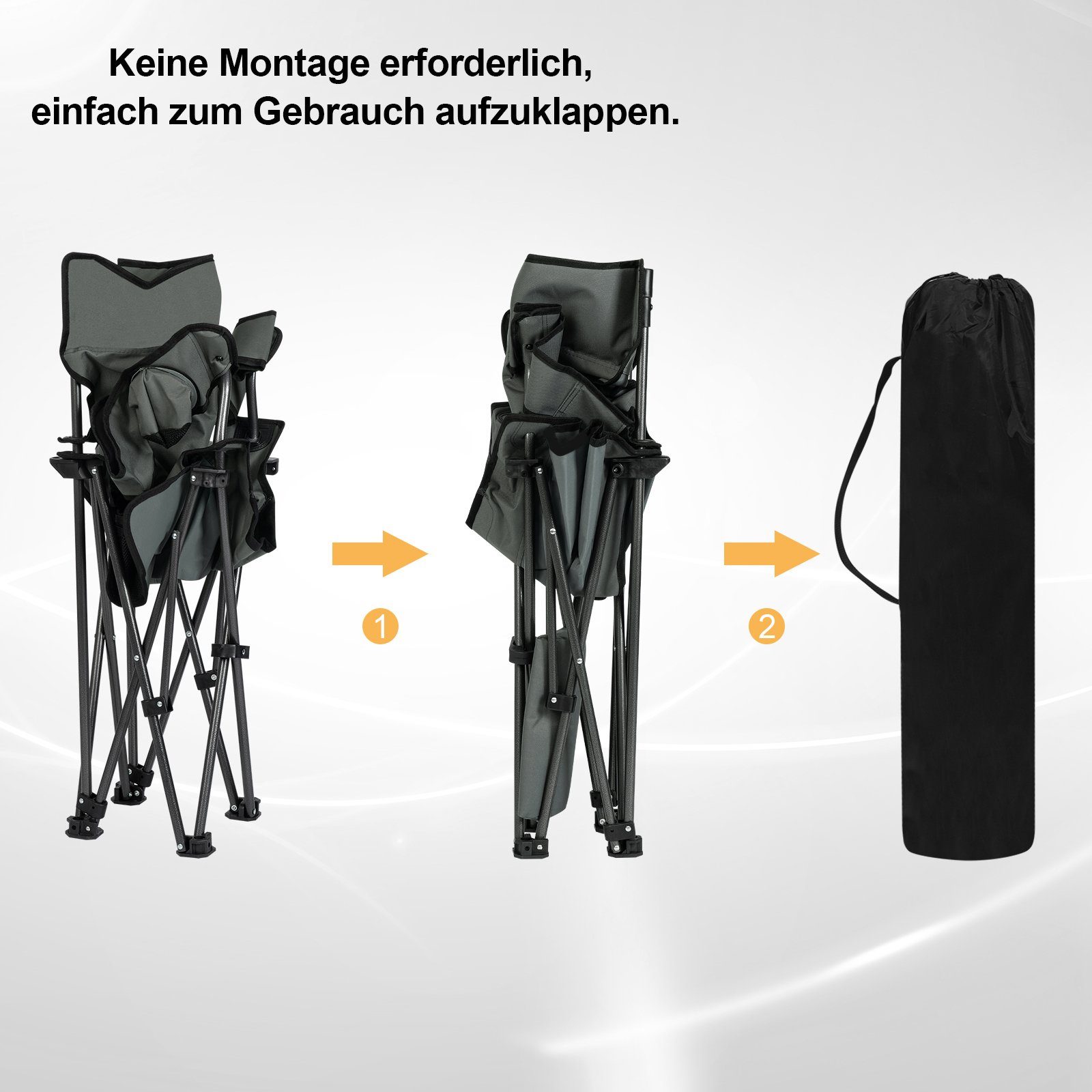 Woltu Campingstuhl (2 St), Klappbarer, leicht, mit Lehne Getränkehalter
