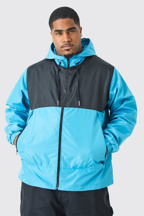 Plus Man Colorblock Windbreaker mit Kapuze
