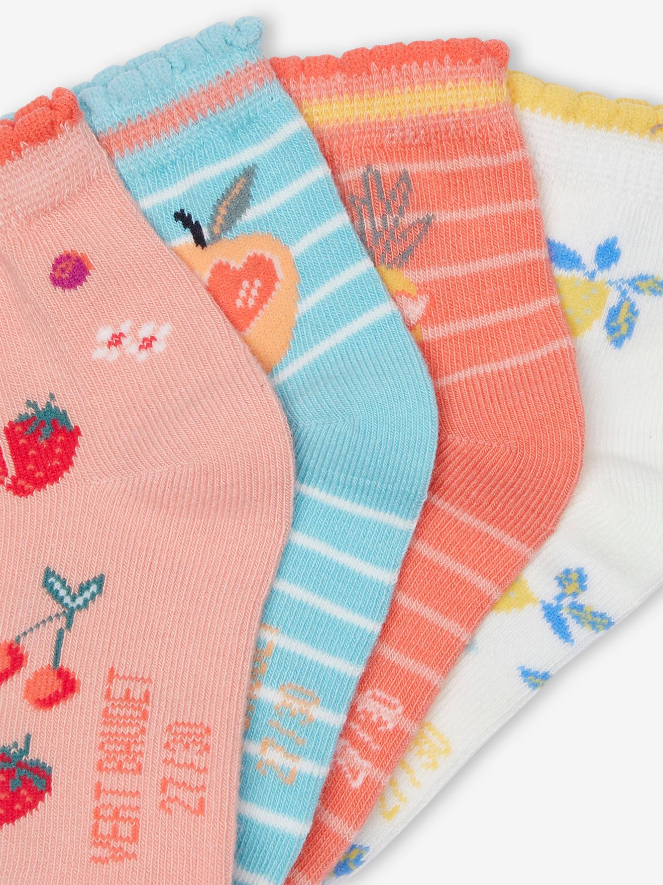 Lot de 4 paires de mi-chaussettes fruitées corail