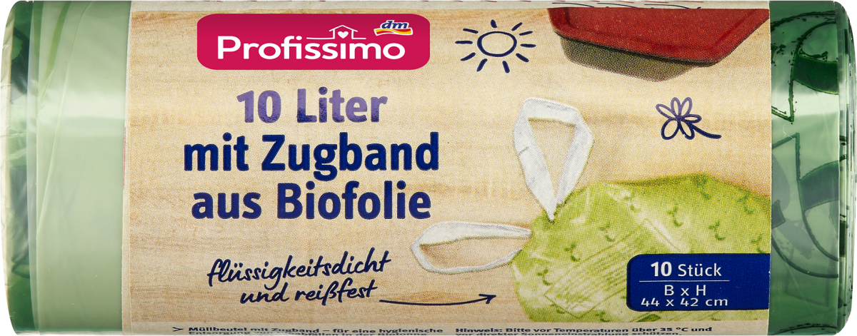 Müllbeutel 10 l mit Zugband aus Biofolie, 10 St