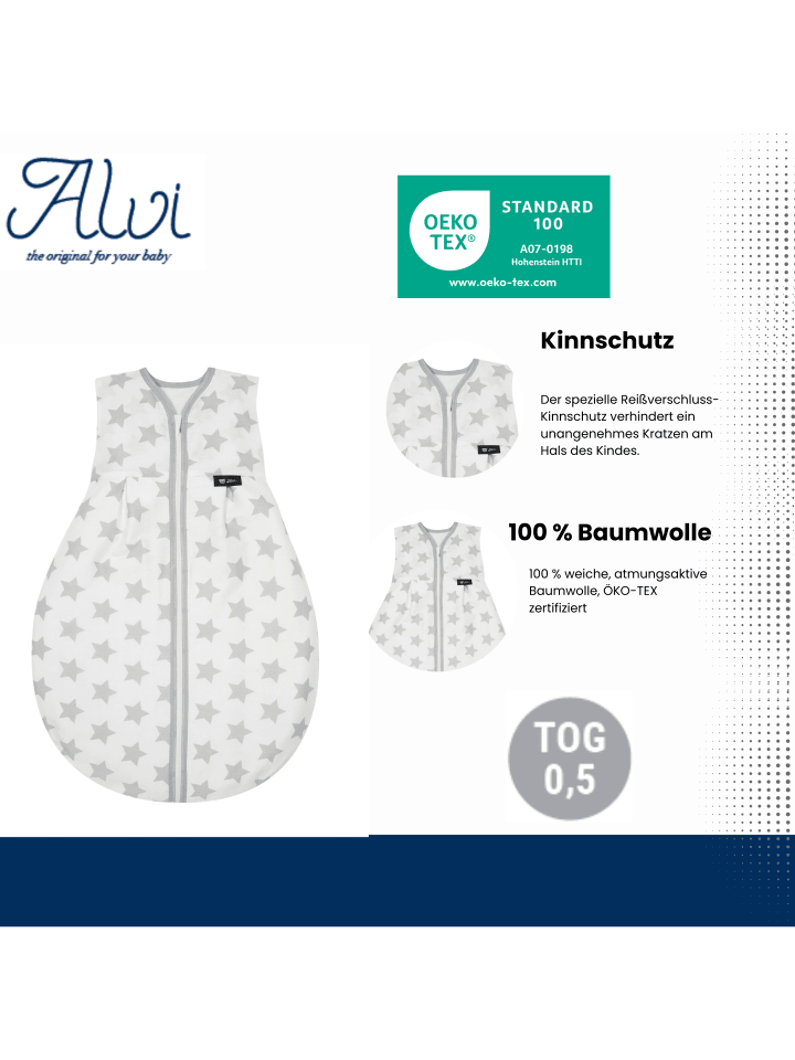 Alvi Baby Kugelschlafsack Molton in Stars Silber günstig kaufen