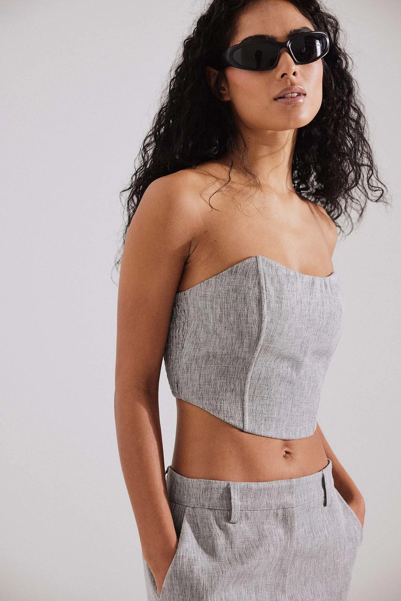 Tailored Korsett-Top mit gesmoktem Rücken