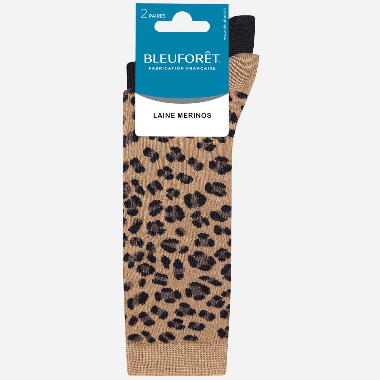 2 paires de chaussettes BLEUFORET camel léopard - 37-41