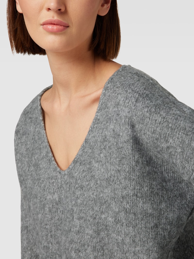 Cropped Pullover in melierter Optik in hellgrau melange