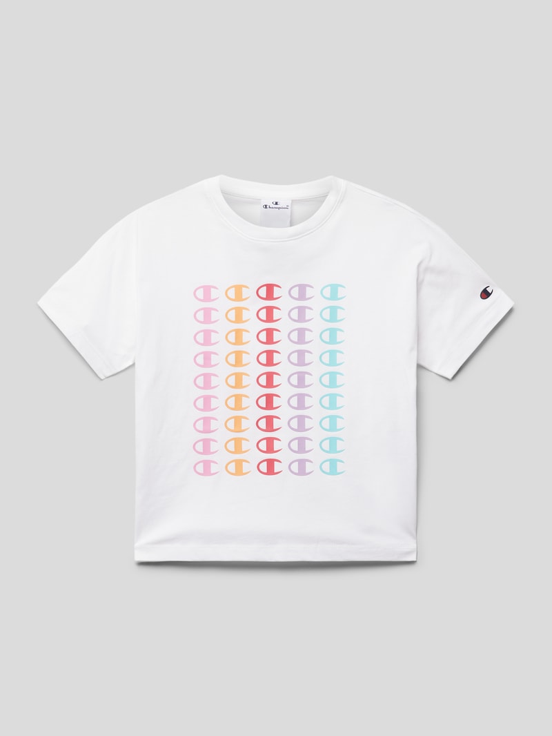 T-Shirt aus reiner Baumwolle mit Label-Print in weiß