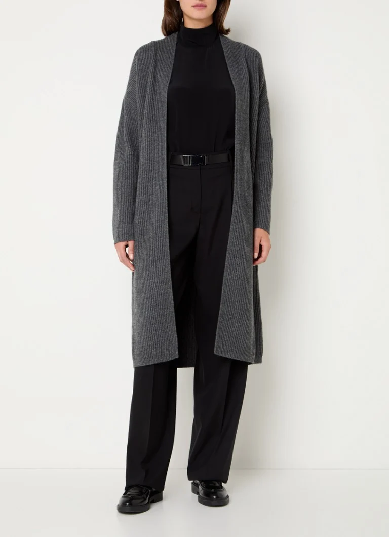 Gilet ouvert côtelé MaxMara Verna en mélange de cachemire avec ceinture à nouer