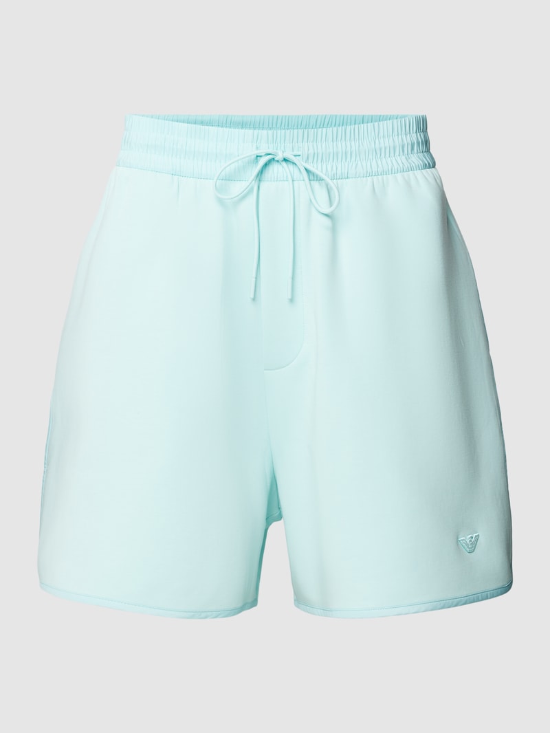 Sweatshorts mit Label-Stitching in aqua blau