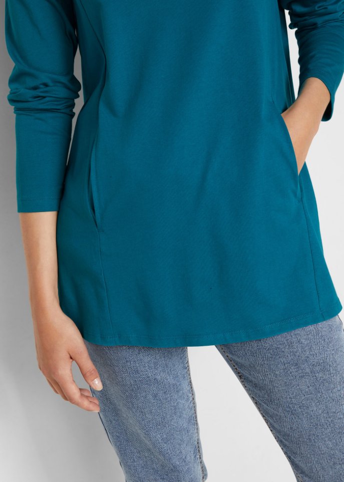 Baumwoll-Shirt mit Taschen, leicht ausgestellt