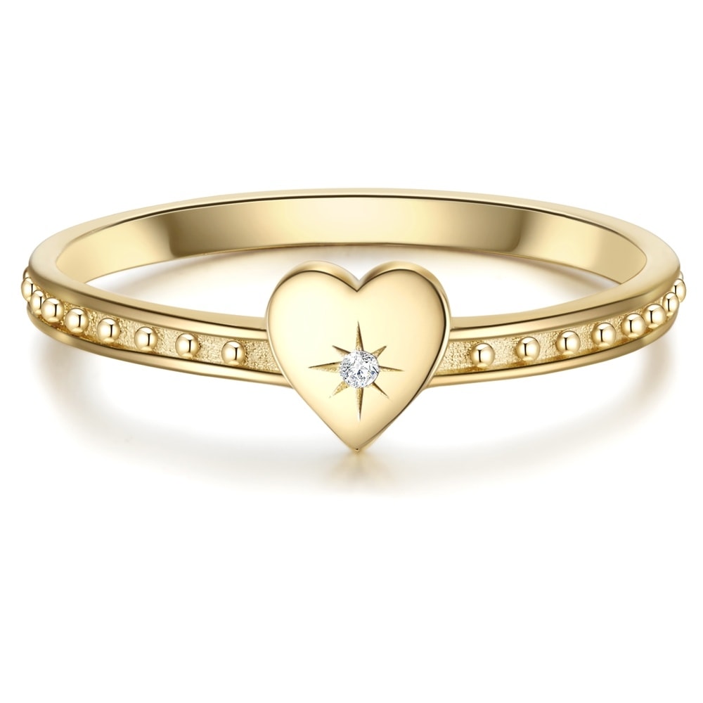 Glanzstücke München Bague en argent Coeur Argent sterling Oxyde de zirconium (CZ) en Or jaune Bague