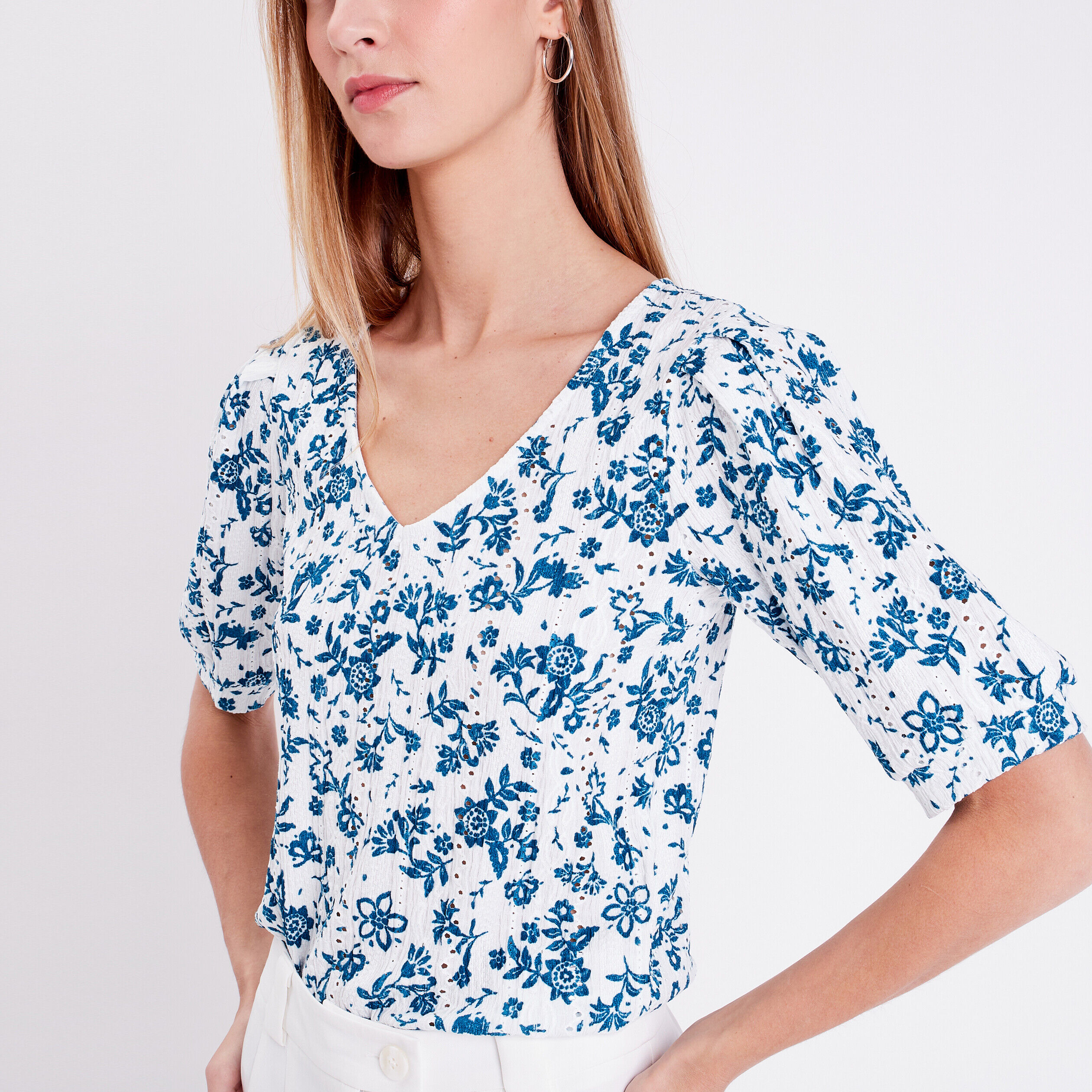 T-shirt à manches courtes blanc femme | Cache Cache