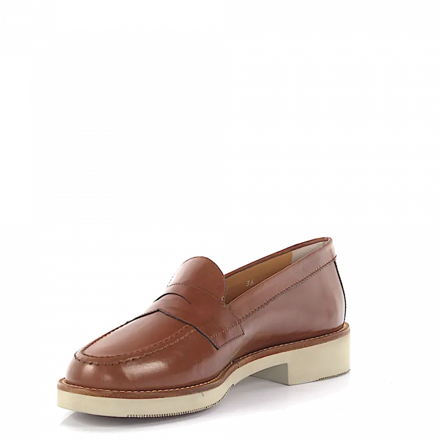 Truman's - Loafer Glattleder Kalbsleder braun - beige