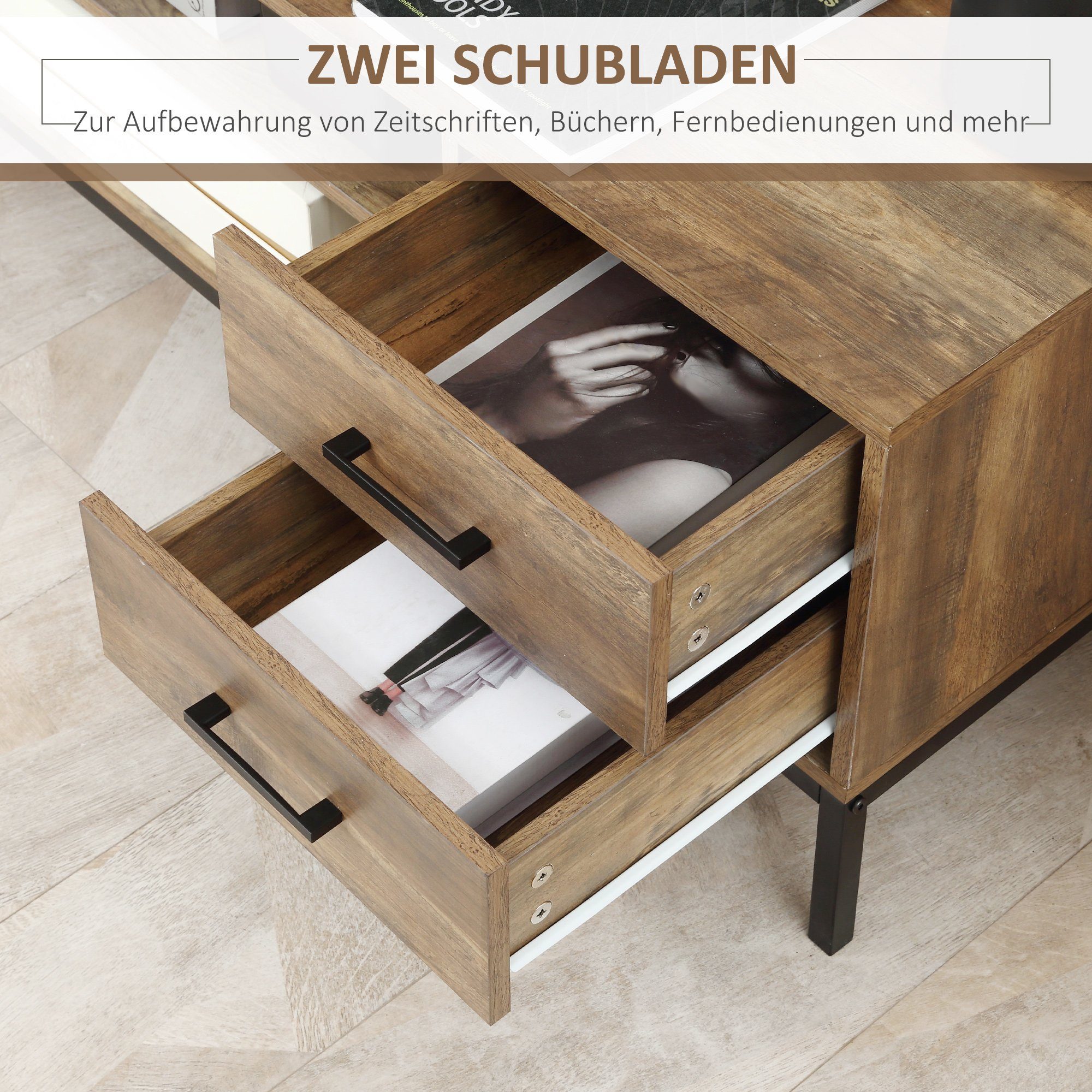 HOMCOM TV-Board TV-Schrank, TV Kommode für TV-Geräte bis zu 50 Zoll (Fernsehschrank, 1 St., TV Board), TV Bank mit Kabelöffnung