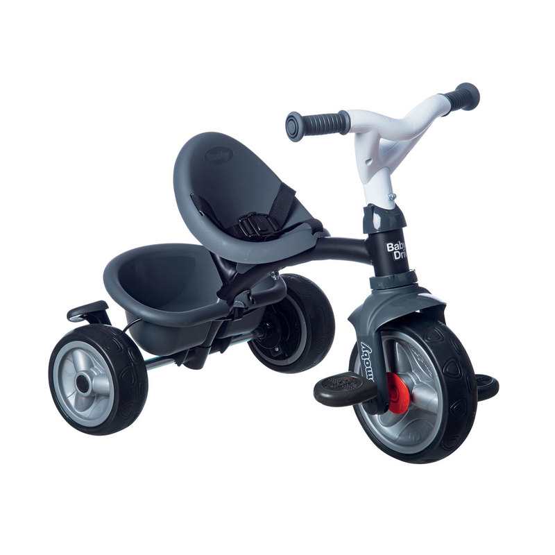 Tricycle baby driver noir et gris Smoby