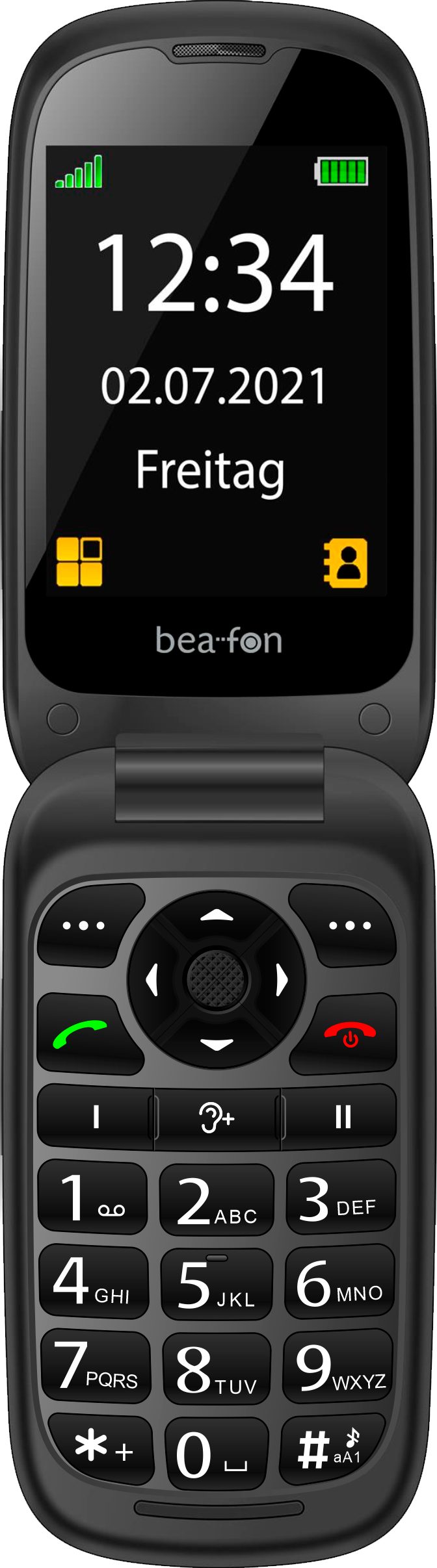 Beafon SL720 schwarz-grau Seniorenhandy (7,11 cm/2.8 Zoll, Schnellzugrifftaste für Tonverstärker, SOS Notruftaste)
