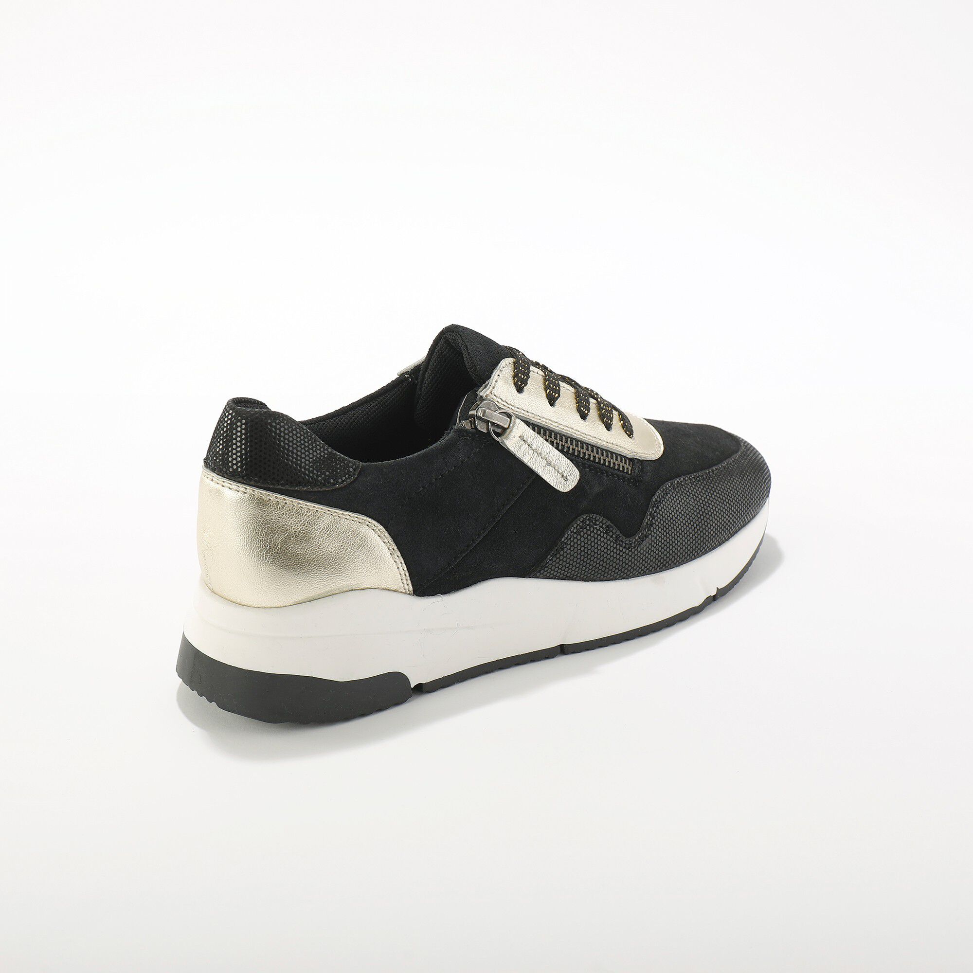Sneakers à lacets zippées en cuir
