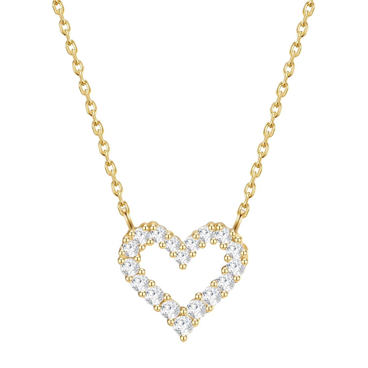 Halskette Herz Sterling Silber Zirkonia in Gelbgold