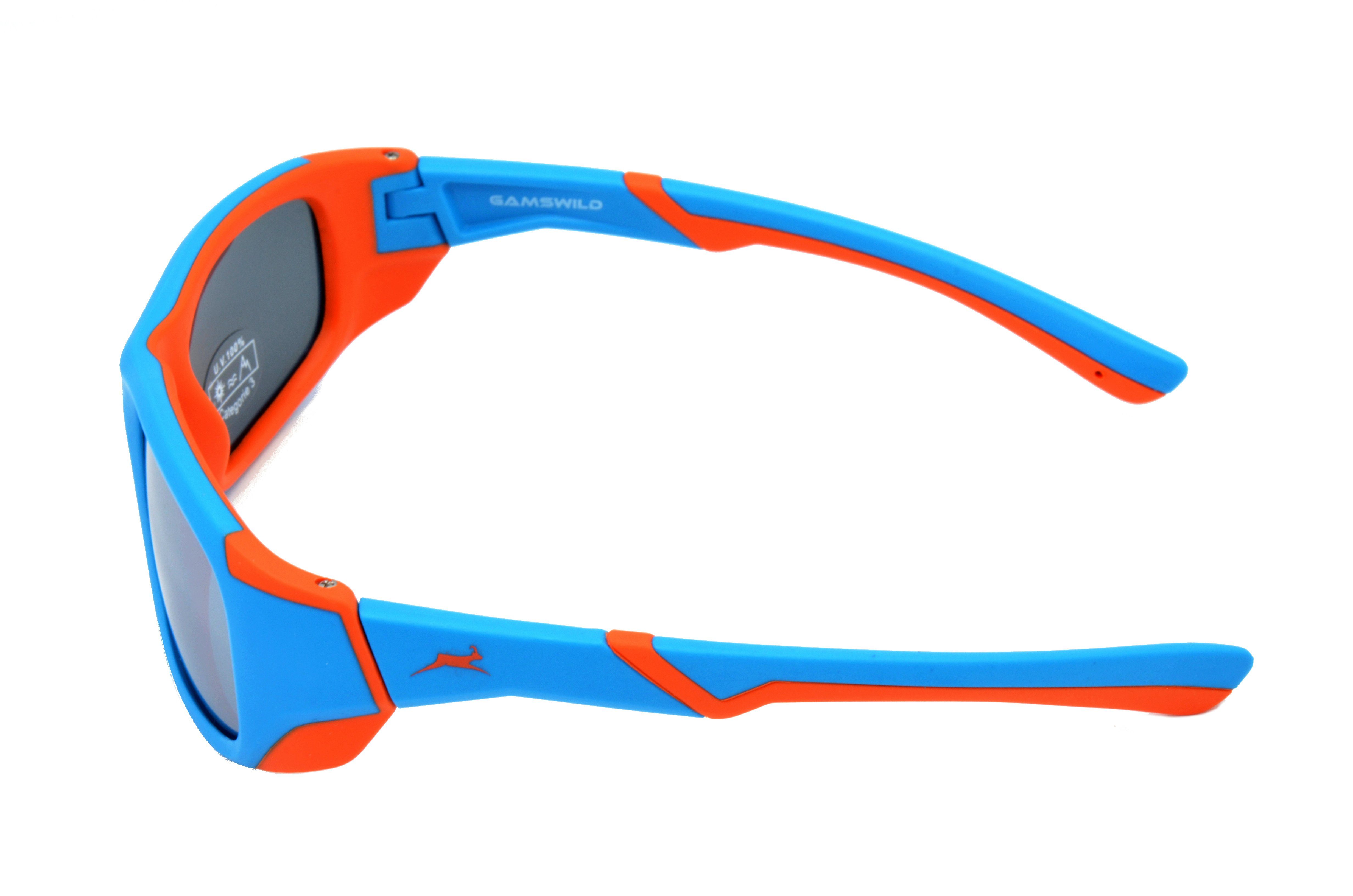 Gamswild Sonnenbrille WJ5119 GAMSKIDS Kinderbrille 6-12 Jahre Jugendbrille Mädchen Jungen Unisex, blau - orange, grün - grau, dunkelrot -orange super flexible Bügel