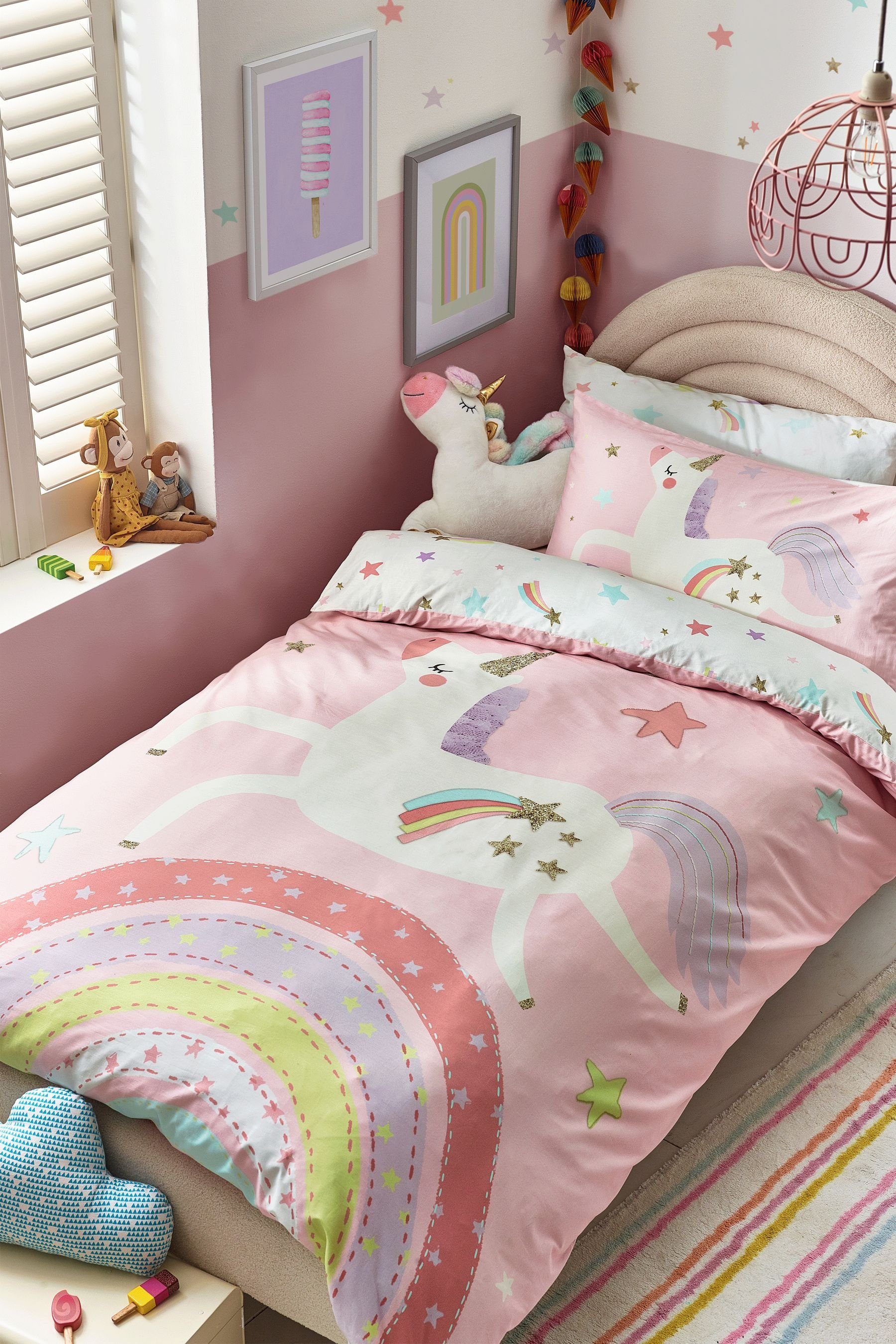 Bett-Set, Bettgarnitur, Einhorn-Print, Next, Bezug: Baumwolle