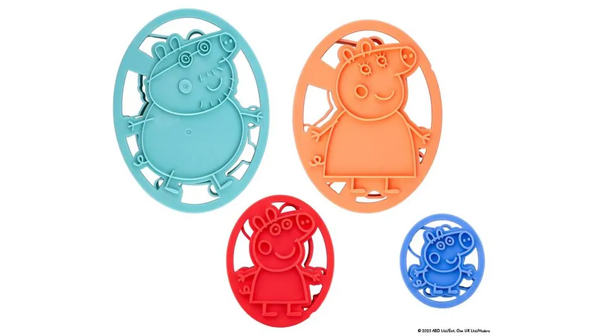 Dr.Oetker Präge-Ausstecher-Set Peppa 4-teilig türkis, blau, rot, orange