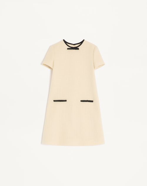 Vestido curto em tweed de lã lisa