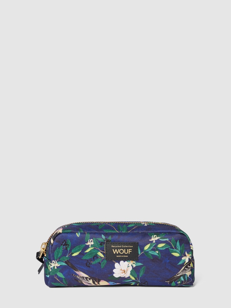 Kosmetiktasche mit Allover-Muster Modell 'Malu' in marineblau