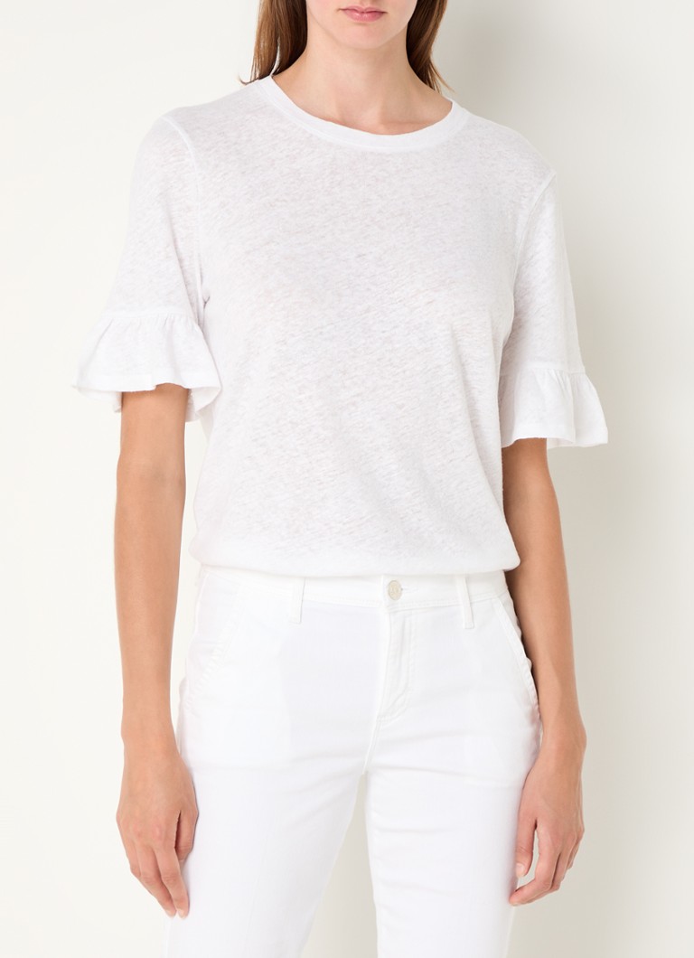 LKBennett TJ Gene top in linen blend with ruffle