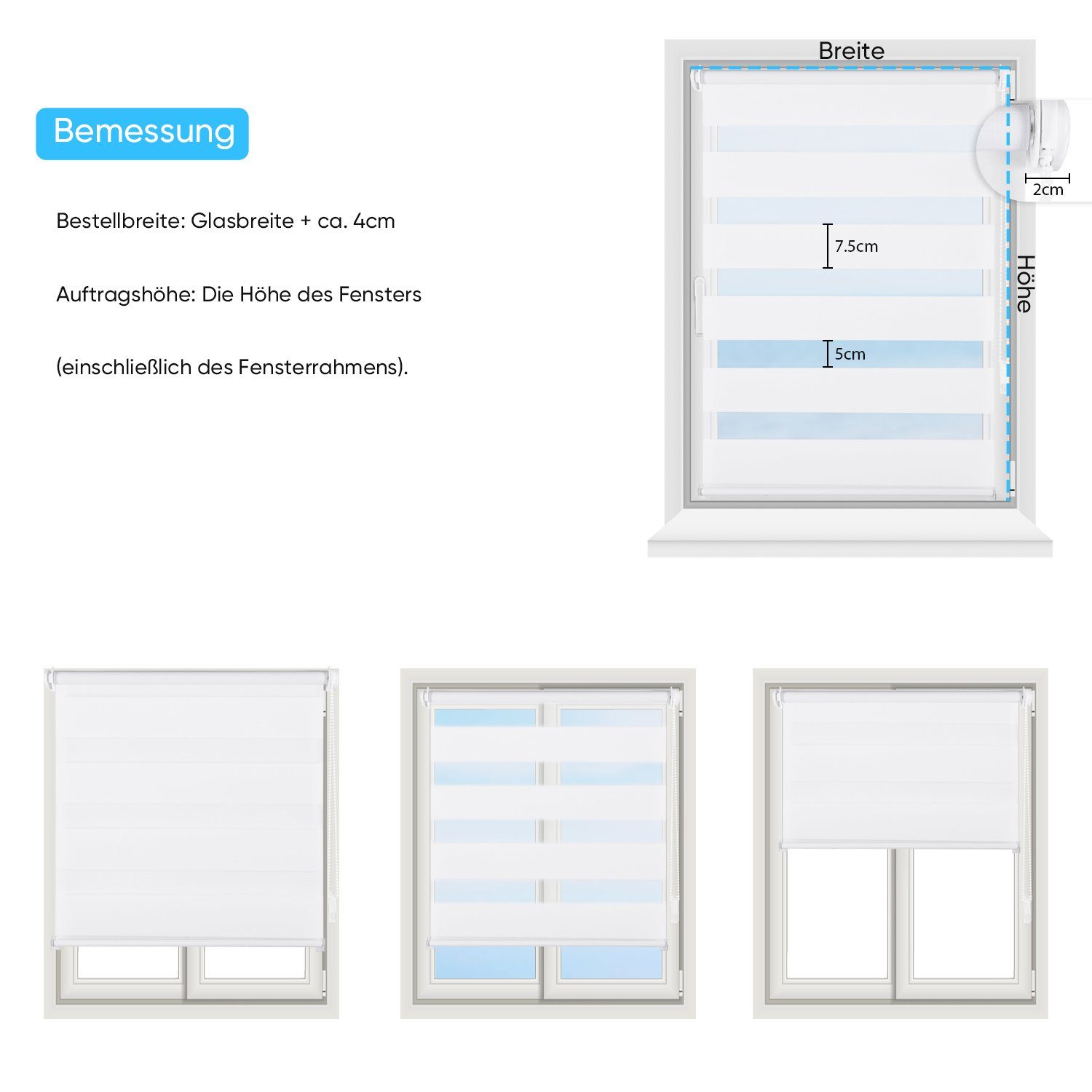 Rollo Doppelrollo Rollos für Fenster ohne Bohren oder mit Bohren, Sekey, Klemmfix