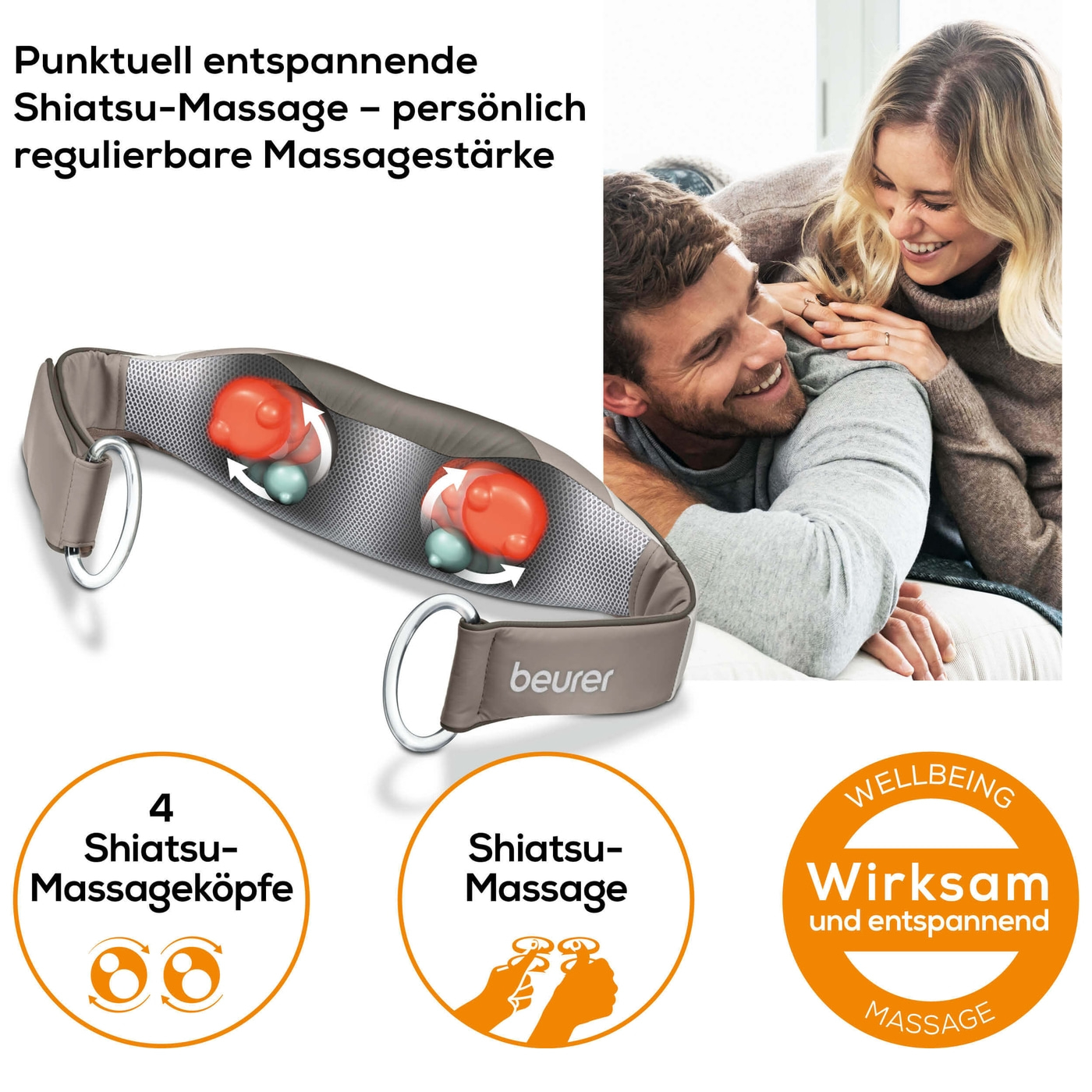 Beurer Shiatsu-Massagegürtel MG 148-Wohltuende Shiatsu-Massage für Rücken, Nacken und Schultern