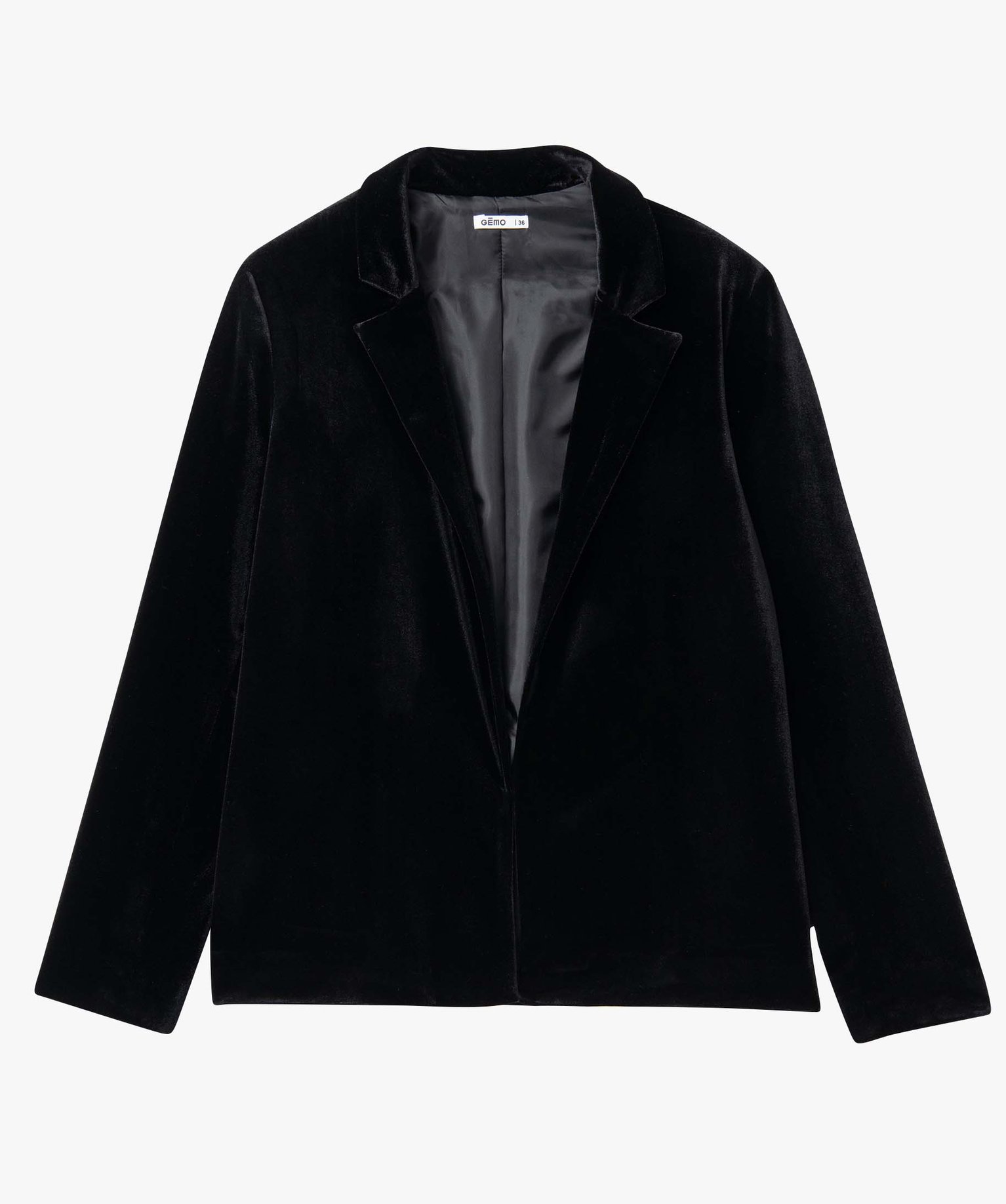 Blazer femme en velours porté ouvert noir | GEMO