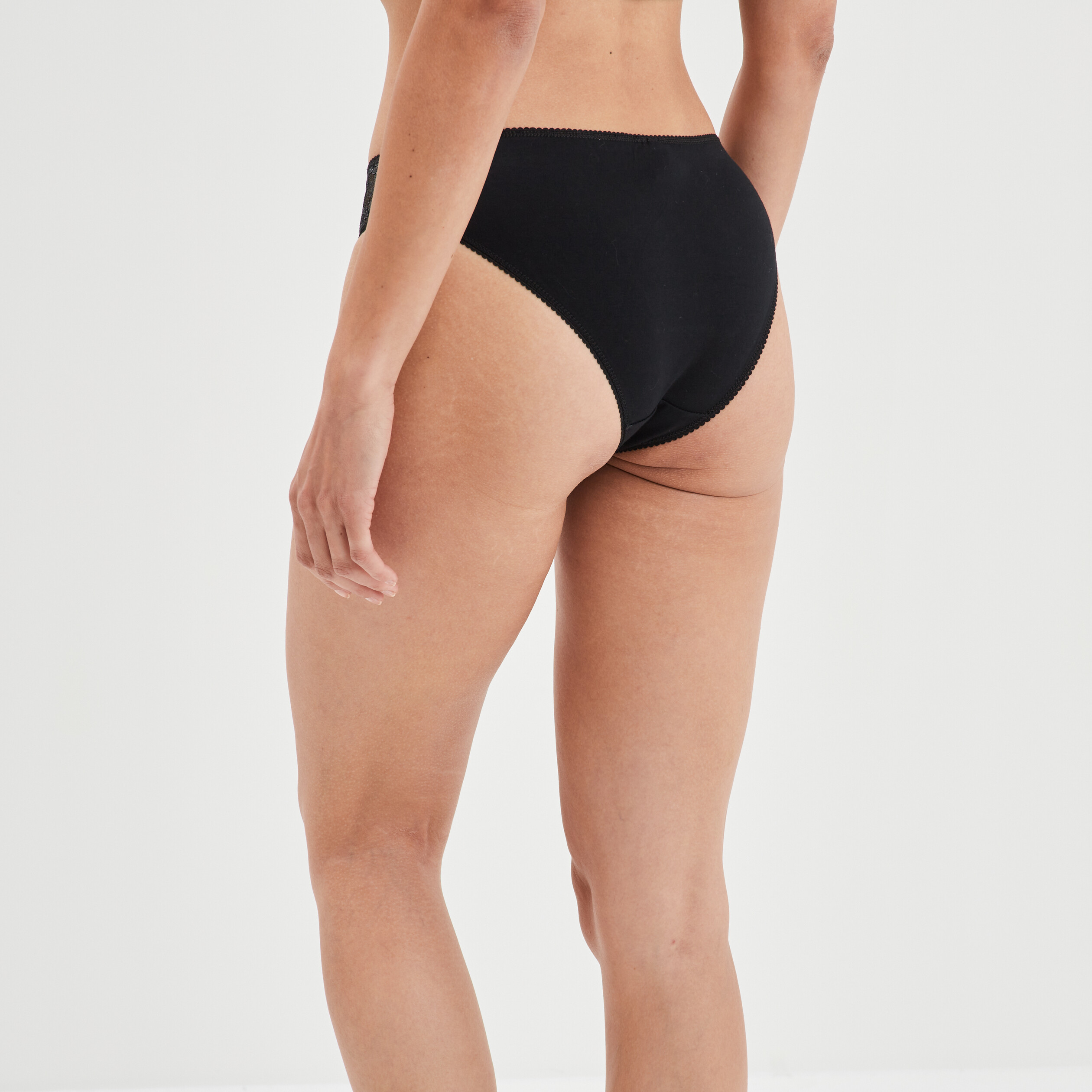 Culotte en coton avec dentelle gris argent femme | La Halle