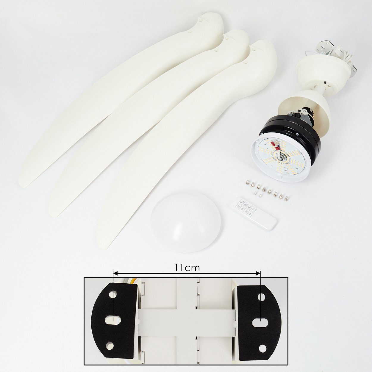 hofstein Tischturmventilator Deckenventilator aus Kunststoff in Weiß, 1 x LED 20 Watt (inkl)