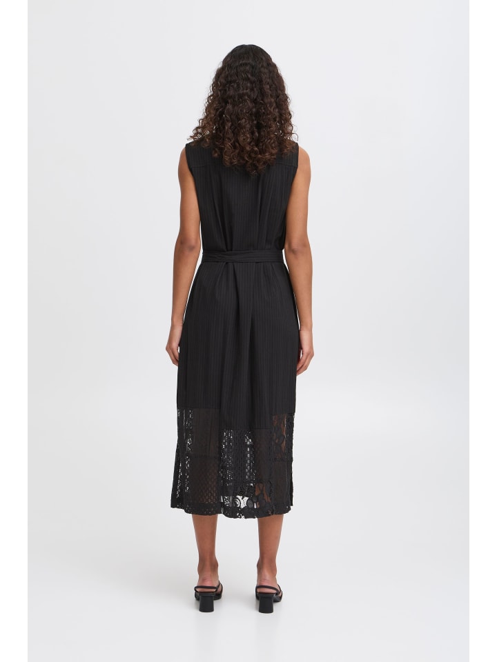 ICHI Midikleid in schwarz günstig kaufen