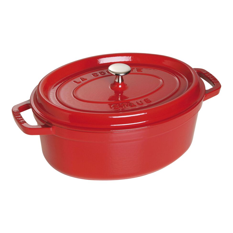Cocotte 29 cm, oval, Kirsch-Rot, Gusseisen